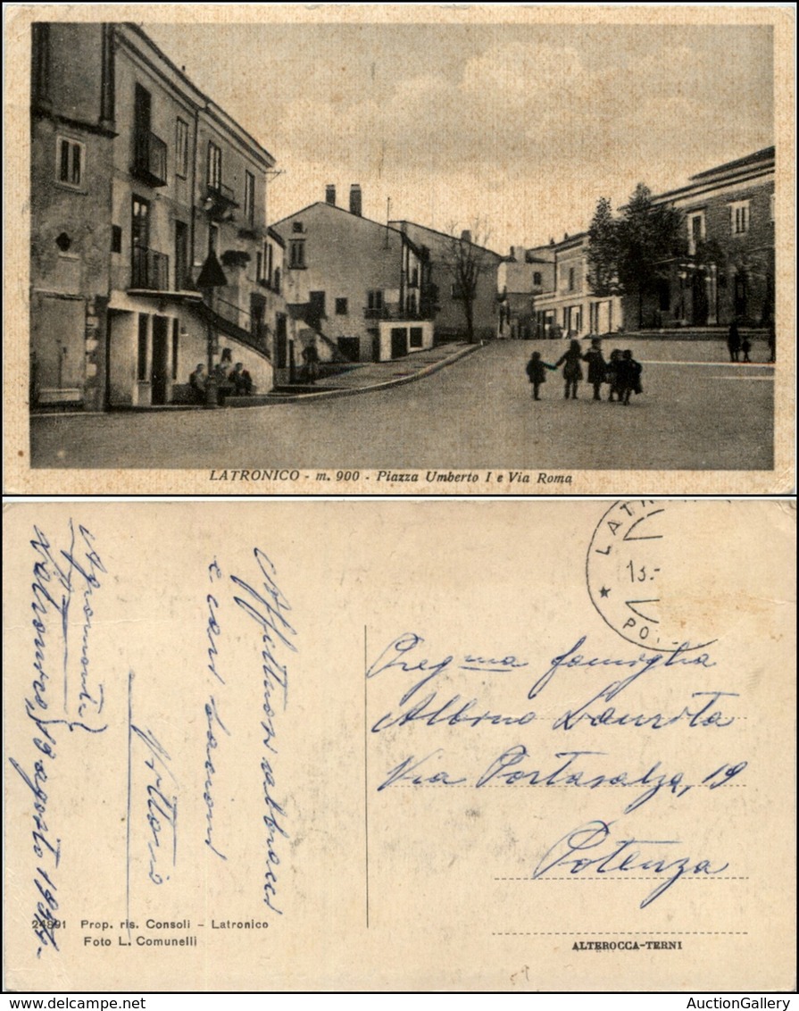 CARTOLINE - REGIONALISMO-BASILICATA - Latronico (PZ), Piazza Umberto I E Via Roma Viaggiata 1954 - Sonstige & Ohne Zuordnung