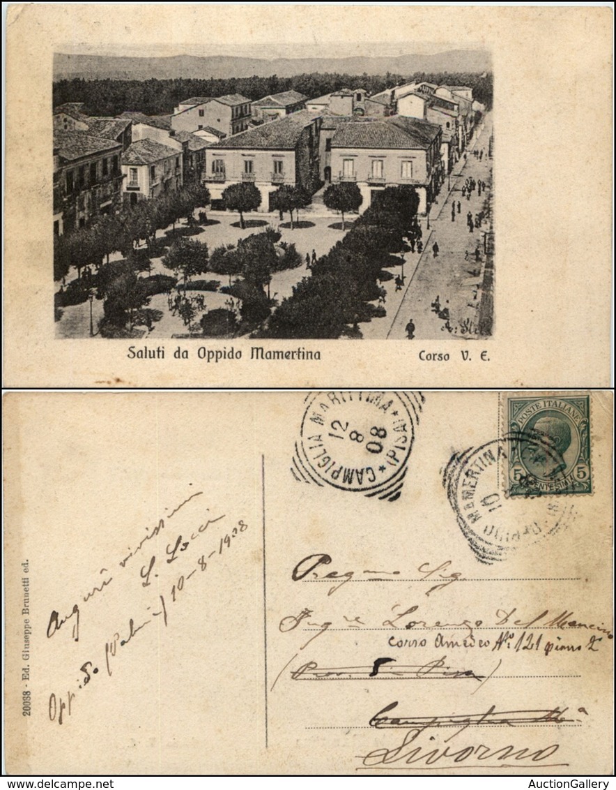 CARTOLINE - REGIONALISMO-CALABRIA - Oppido Mamertina (RC), Saluti Da, Corso V.E. Viaggiata 1908 - Autres & Non Classés