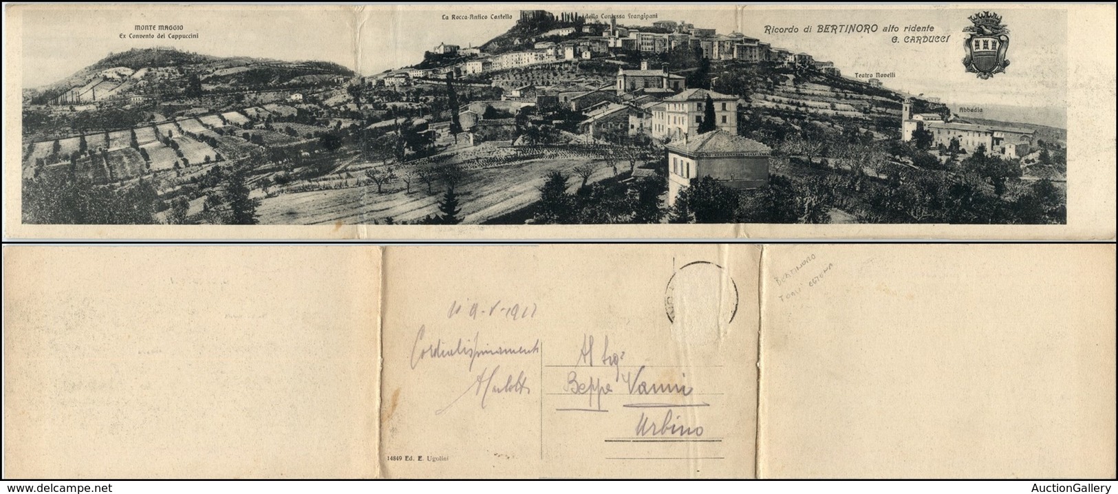 CARTOLINE - REGIONALISMO-EMILIA ROMAGNA - Bertinoro (FC), Tripla Panorama Generale Viaggiata 1917 - Andere & Zonder Classificatie