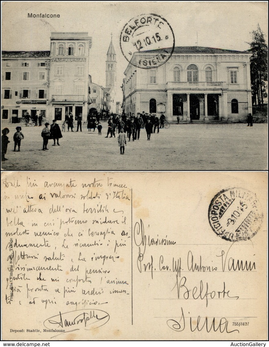 CARTOLINE - REGIONALISMO-FRIULI VENEZIA GIULIA - Monfalcone (GO), Piazza Del Paese Animatissima Viaggiata 1915 - Autres & Non Classés