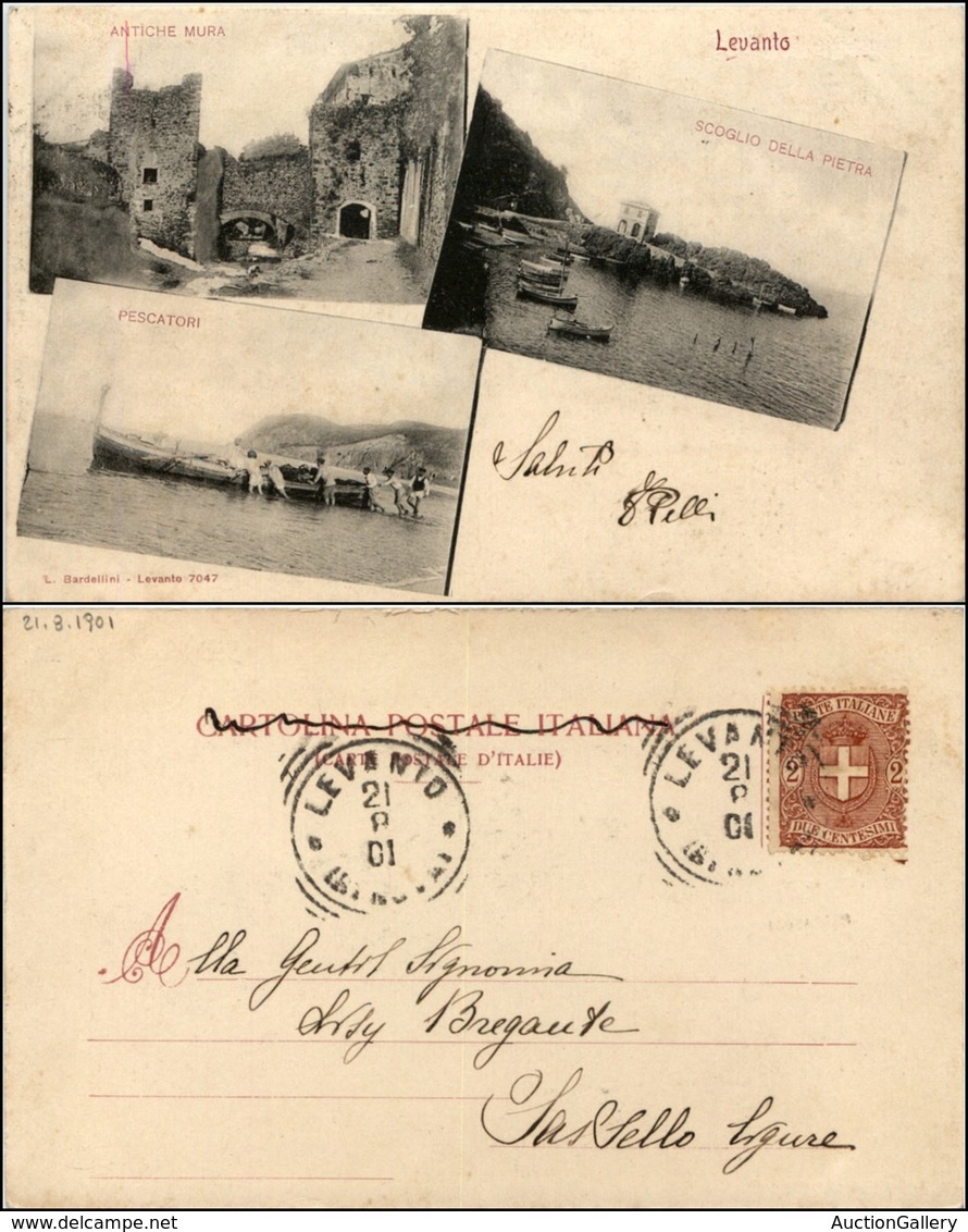 CARTOLINE - REGIONALISMO-LIGURIA - Levanto (SP), 3 Piccole Immagini Viaggiata 1901 - Autres & Non Classés