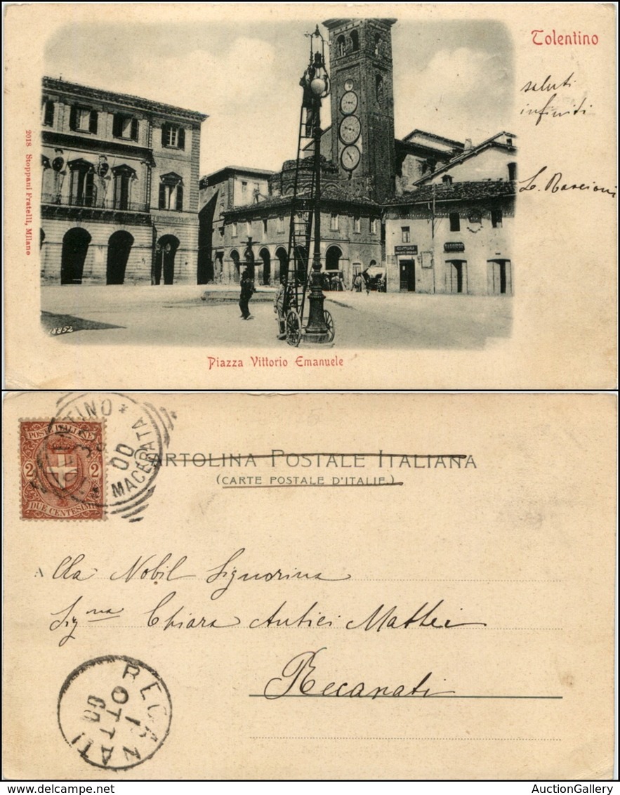 CARTOLINE - REGIONALISMO-MARCHE - Tolentino (MC), Piazza V.Emanuele Viaggiata 1900 - Altri & Non Classificati