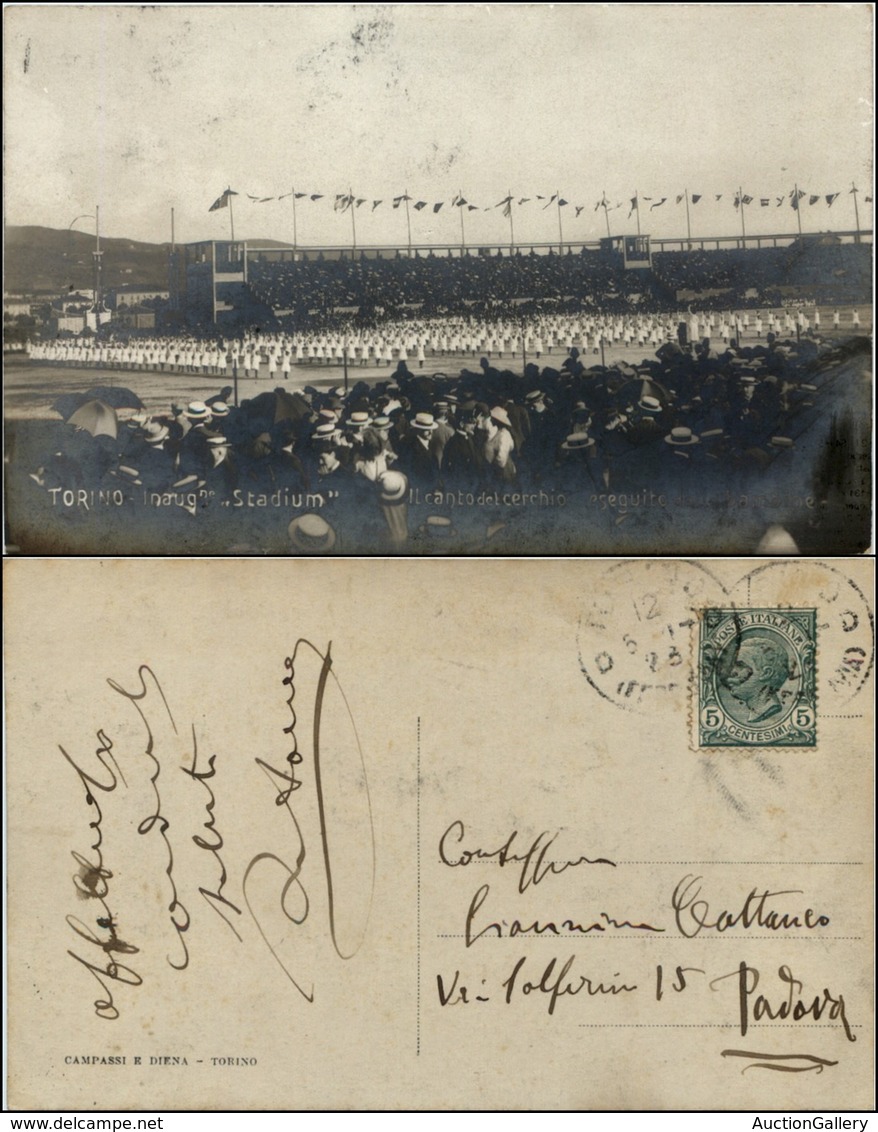 CARTOLINE - REGIONALISMO-PIEMONTE - Torino, Inaugurazione Stadium, Fotografica Animatissima Viaggiata 1911 - Sonstige & Ohne Zuordnung
