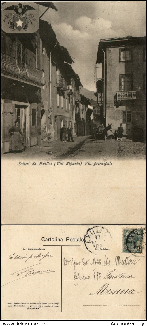 CARTOLINE - REGIONALISMO-PIEMONTE - Exilles (TO), Via Principale Animata Viaggiata 1907 - Andere & Zonder Classificatie