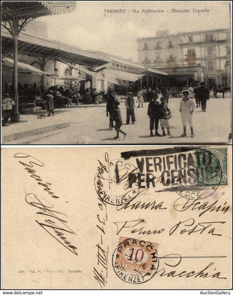 CARTOLINE - REGIONALISMO-PUGLIA - Taranto, Mercato Coperto Animata Viaggiata 1916 - Altri & Non Classificati