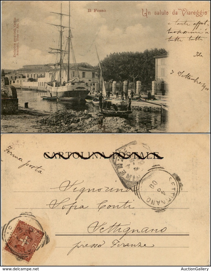 CARTOLINE - REGIONALISMO-TOSCANA - Viareggio (LU), Un Saluto Da, Il Fosso Animata Viaggiata 1900 - Autres & Non Classés