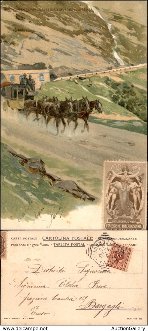 CARTOLINE - REGIONALISMO-SVIZZERA - Sempione - Galleria D'inverno E Diligenza - Cartolina Illustrata - Viaggiata 1905 - Autres & Non Classés