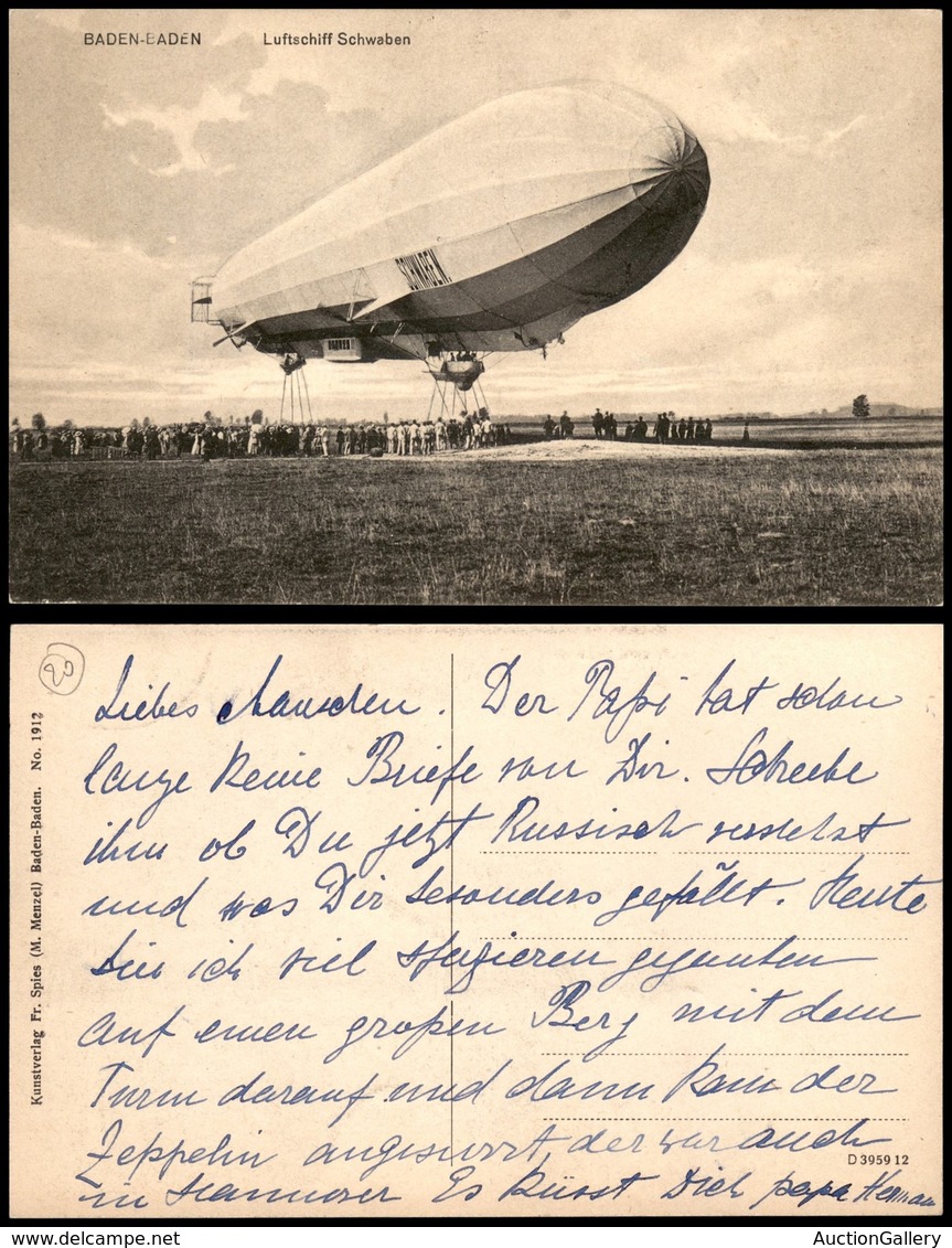 CARTOLINE - AVIAZIONE - Baden - Dirigibile Schwaben Bella Animata - Scritta Non Viaggiata - Andere & Zonder Classificatie