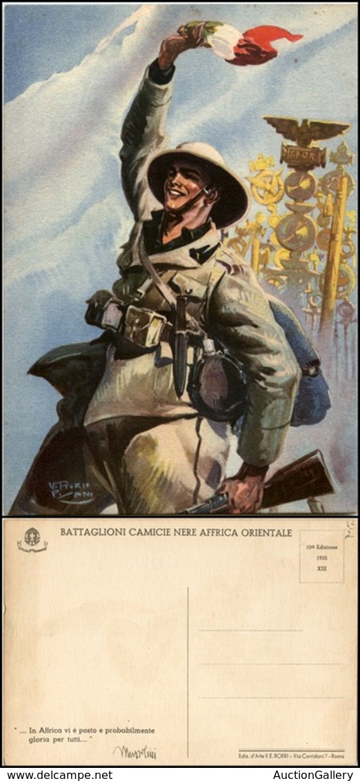 CARTOLINE - MILITARI - MVSN Coloniale - Battaglioni CC.NN. A.O. - Illustratore Pisani - Motto:"In Africa Vi è Posto" - N - Non Classés