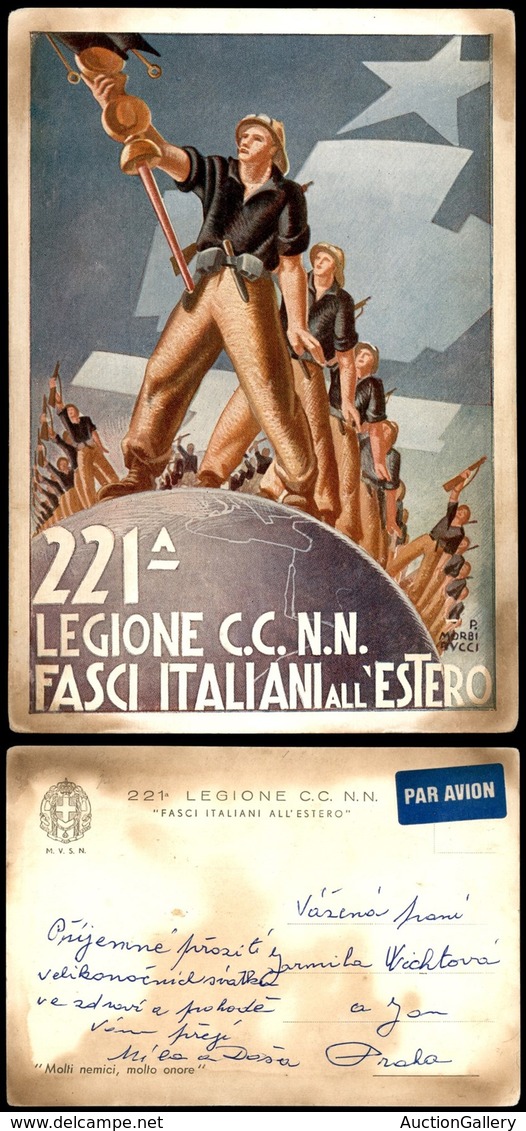 CARTOLINE - MILITARI - MVSN Coloniale - 221° Legione CC.NN. "Fasci Italiani All'estero" - Illustratore Morbiducci - Usat - Non Classés