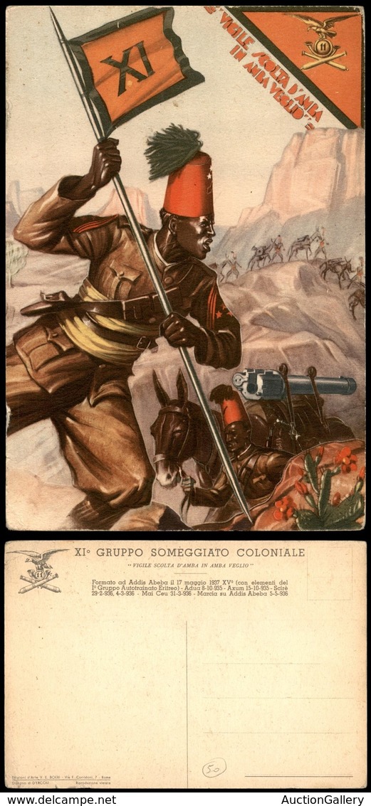 CARTOLINE - MILITARI - XI Gruppo Someggiato Coloniale - Illustratore D'Ercoli - Nuova FG - Non Classés