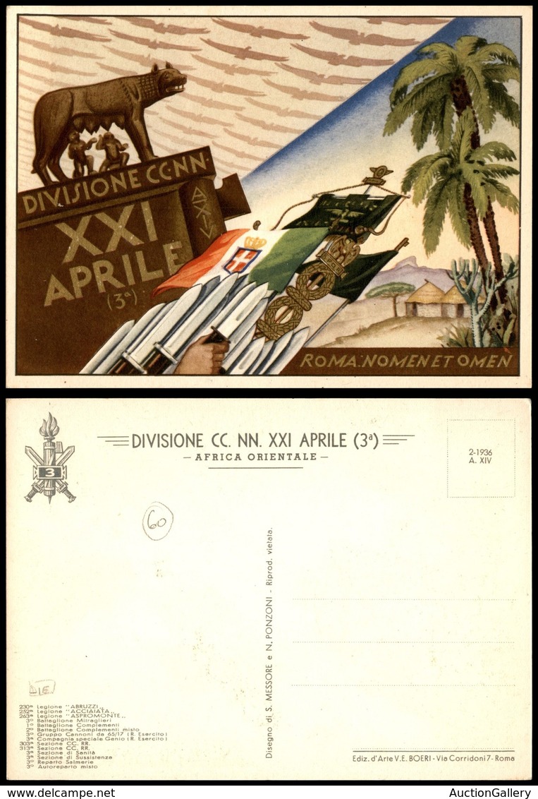 CARTOLINE - MILITARI - MVSN Coloniale - 3° Divisione CC.NN. XXI Aprile - Illustrata Messore E Ponzoni - Nuova FG (60) - Ohne Zuordnung