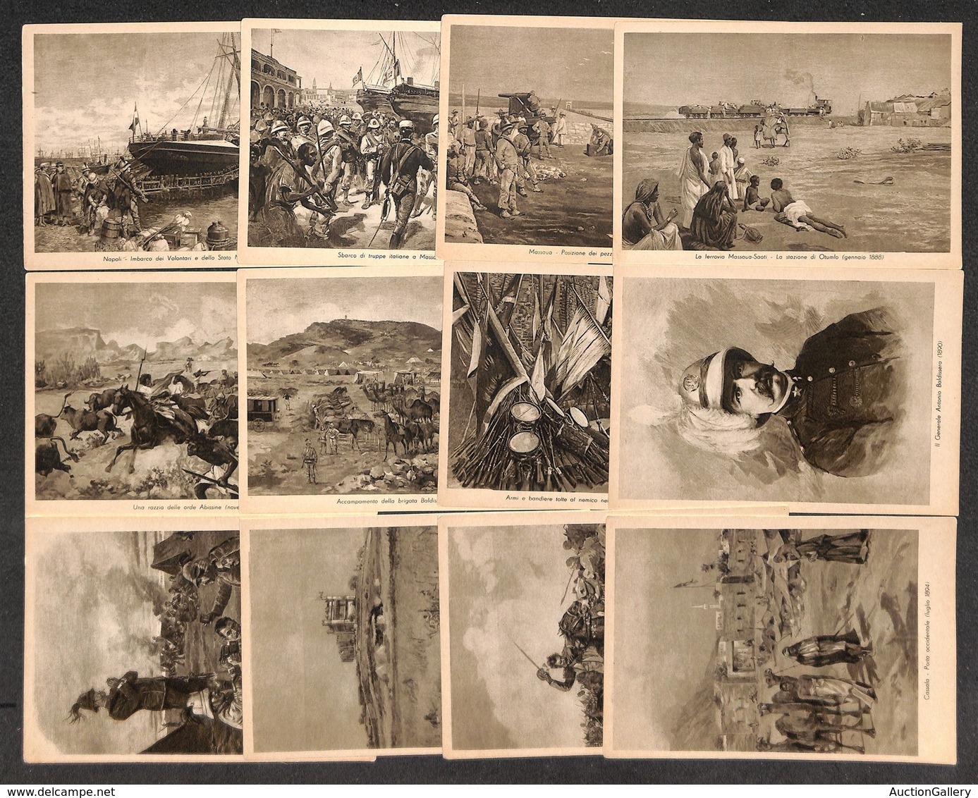 CARTOLINE - MILITARI - 12 Cartoline 1885/1896 Le Campagne D'Africa - Serie Completa In Fascetta Originale - Nuove FG - Non Classés