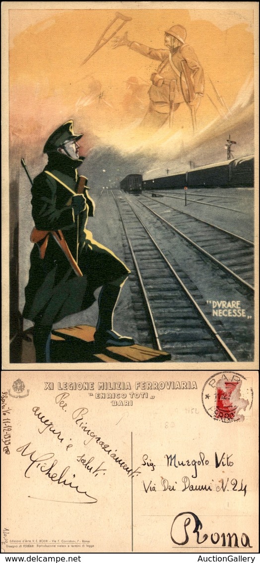 CARTOLINE - MILITARI - Milizia Ferroviaria - XI Legione Enrico Toti - Illustratore Ferrari - Viaggiata 1939 FG - Ohne Zuordnung