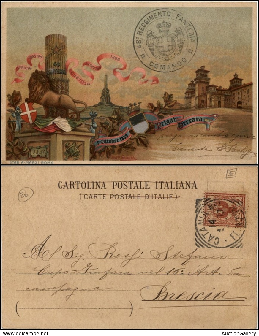 CARTOLINE - MILITARI - 48° Reggimento Fanteria - Timbro Comando - Viaggiata 1903 - Zonder Classificatie