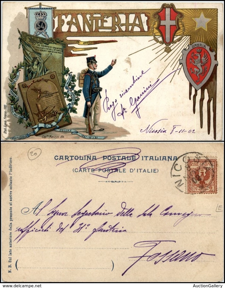 CARTOLINE - MILITARI - 54° Reggimento Fanteria - Viaggiata 8.11.1902 - Zonder Classificatie