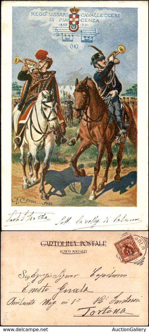 CARTOLINE - MILITARI - Reggimento Ussari Cavalleggeri Di Piacenza - Illustrata Cenni - Viaggiata 1902 - Zonder Classificatie