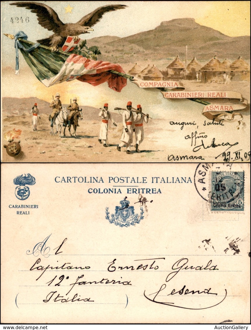 CARTOLINE - MILITARI - Compagnia Carabinieri Reali Asmara  Viaggiata 1905 - Non Classés