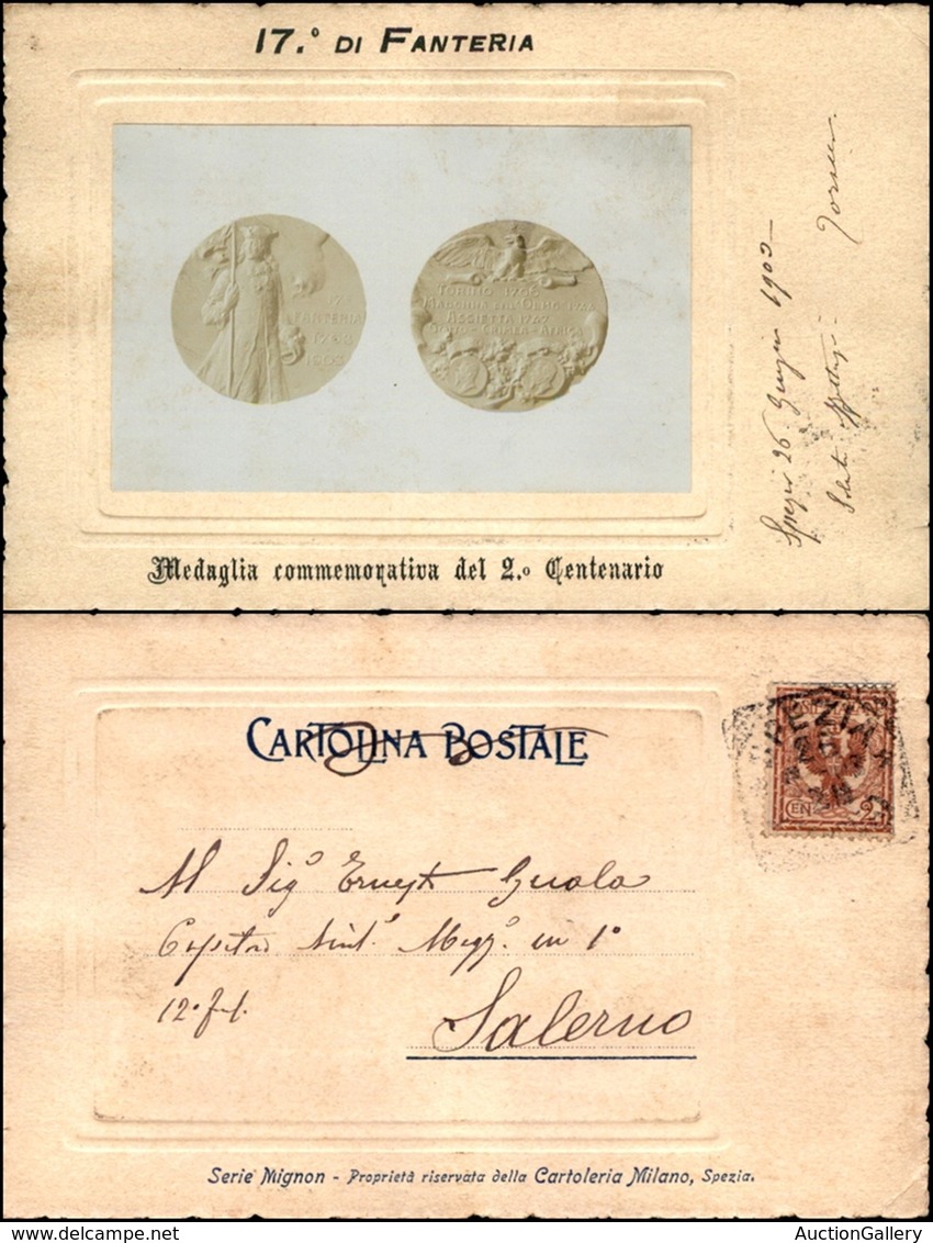 CARTOLINE - MILITARI - 17° Reggimento Fanteria - Medaglia Commemorativa Del 2° Centenario - Viaggiata 1909 - Zonder Classificatie