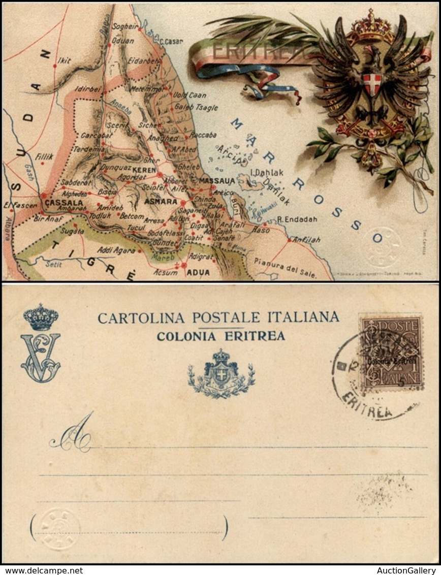 CARTOLINE - MILITARI - Cartolina Colonia Eritrea - Affrancata Con 1 Cent Soprastampato Eritrea (19) - Annullata Asmara 2 - Zonder Classificatie