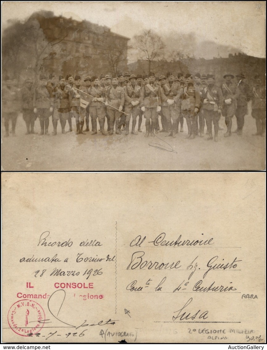CARTOLINE - MILITARI - Cartolina Fotografica - Ricordo Della Adunata A Torino Del 28 Marzo 1926 - Firma E Timbro Del Com - Non Classés