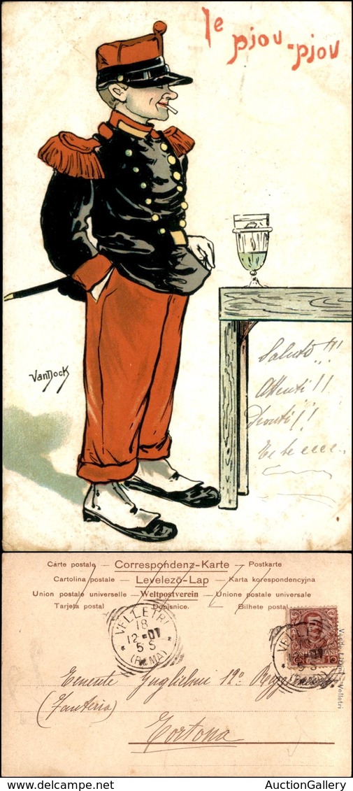 CARTOLINE - MILITARI/UMORISTICHE - Le Pju Pju- Illustratore Van Dock - Viaggiata 1901 - Autres & Non Classés