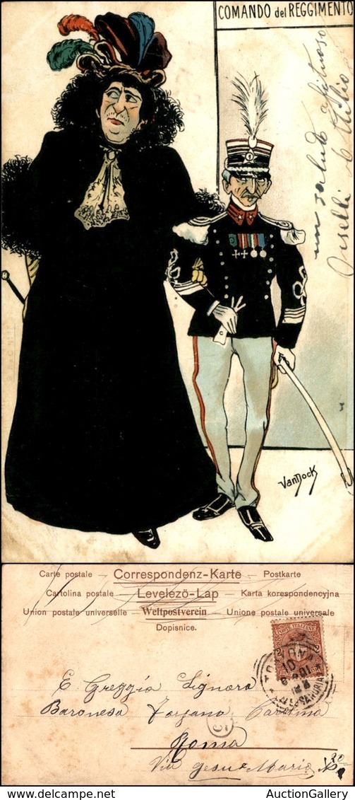 CARTOLINE - MILITARI/UMORISTICHE - Comando Del Reggimento - Illustratore Van Dock - Viaggiata 1901 - Sonstige & Ohne Zuordnung