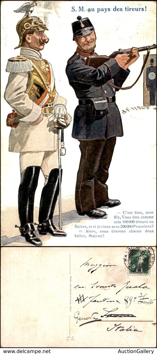 CARTOLINE - MILITARI/UMORISTICHE - S.M. Au Pays Des Tireus! - Viaggiata 1912 - Autres & Non Classés