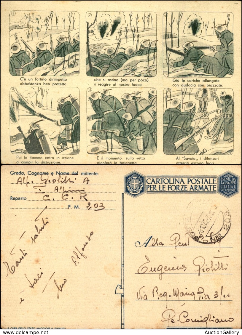 CARTOLINE - FRANCHIGIA MILITARE - 1942 - Fumettistica "C'è Un Fortino" (F73-3) - Viaggiata P.M. 203 8.10.42 - Sonstige & Ohne Zuordnung