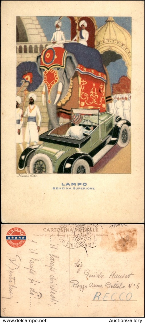 CARTOLINE - PUBBLICITARIE - Lampo Benzina Superiore - India - Illustratore Nanni - Viaggiata 927 - Francobollo Asportato - Zonder Classificatie