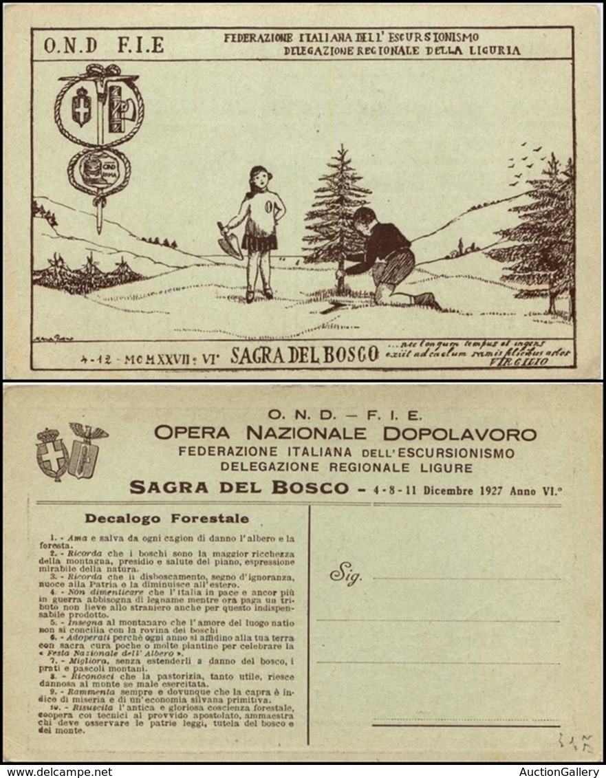 CARTOLINE - COMMEMORATIVE - Federazione Italiana Dell'escursionismo Delegazione Ligure - Sagra Del Bosco 4/8/11 Dicembre - Ohne Zuordnung