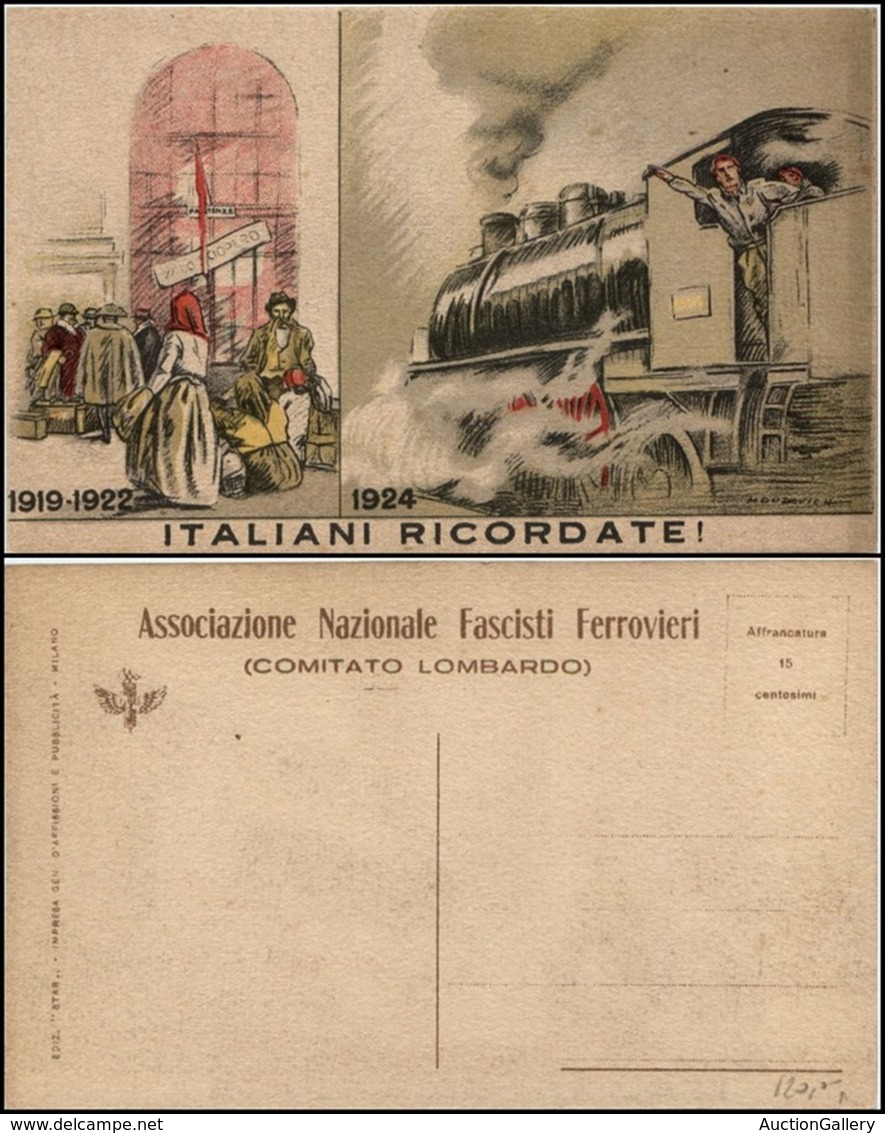 CARTOLINE - COMMEMORATIVE - Associazione Nazionale Fascisti Ferroviari - Comitato Lombardo "Italiani Ricordate! - Illust - Non Classés