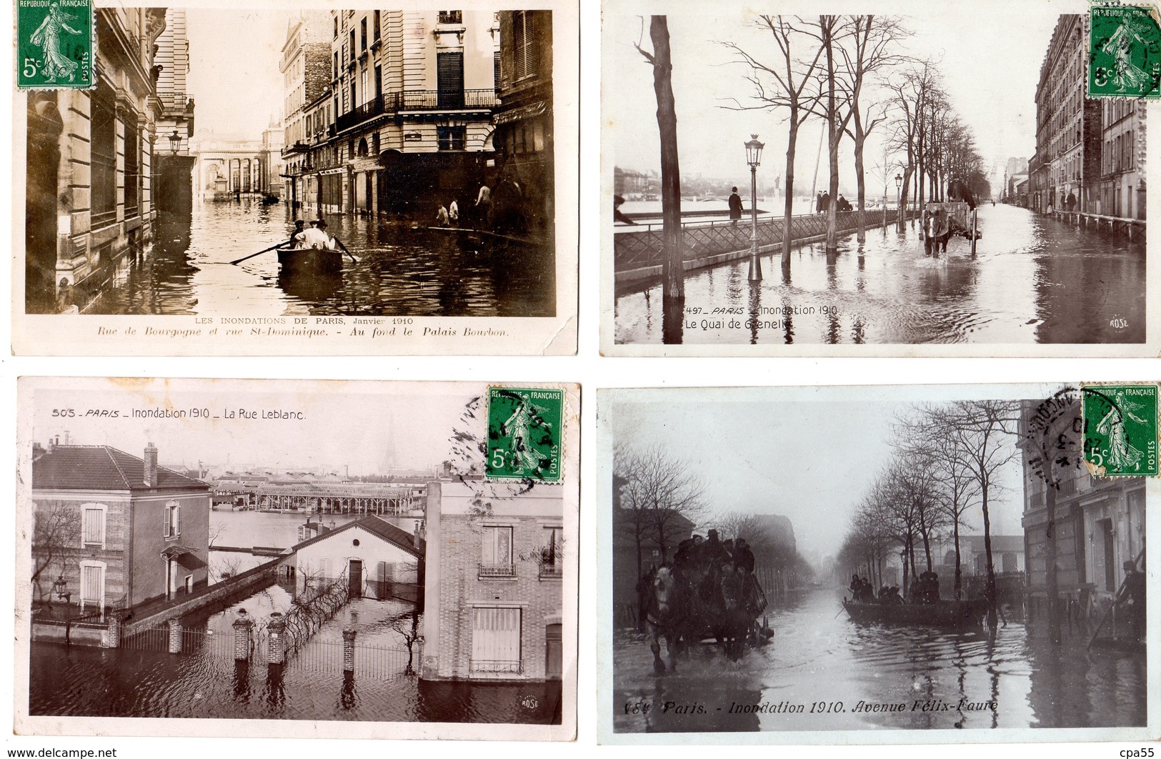 LOT DE 12 BELLES CARTES DES INONDATIONS DE PARIS A PETIT PRIX.  Voir Scans. - Paris Flood, 1910