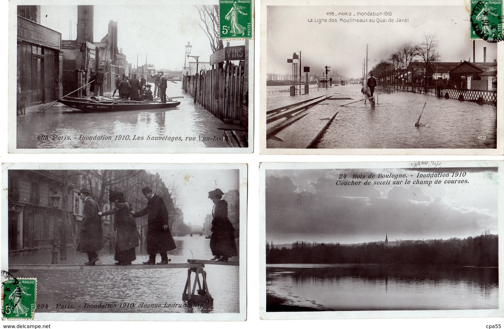 LOT DE 12 BELLES CARTES DES INONDATIONS DE PARIS A PETIT PRIX.  Voir Scans. - Paris Flood, 1910