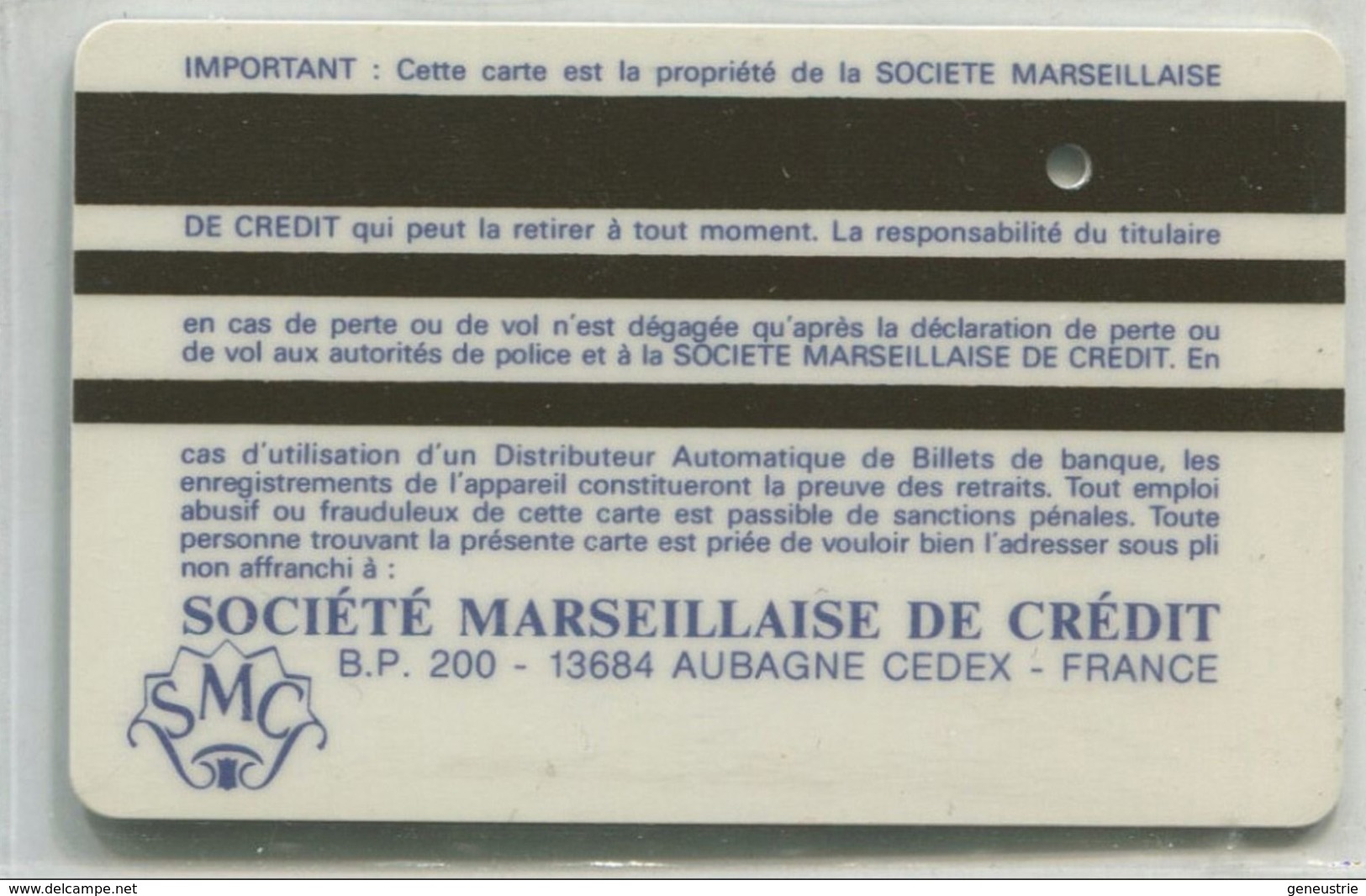 Spécimen Perforé Carte De Crédit - Société Marseillaise De Crédit - Marseille Aubagne - (Carte Bleus Visa) Credit Card - Cartes De Crédit (expiration Min. 10 Ans)