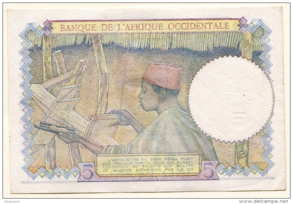 5 Francs Afrique Occidentale Française 6 Mai 1942 - Autres & Non Classés