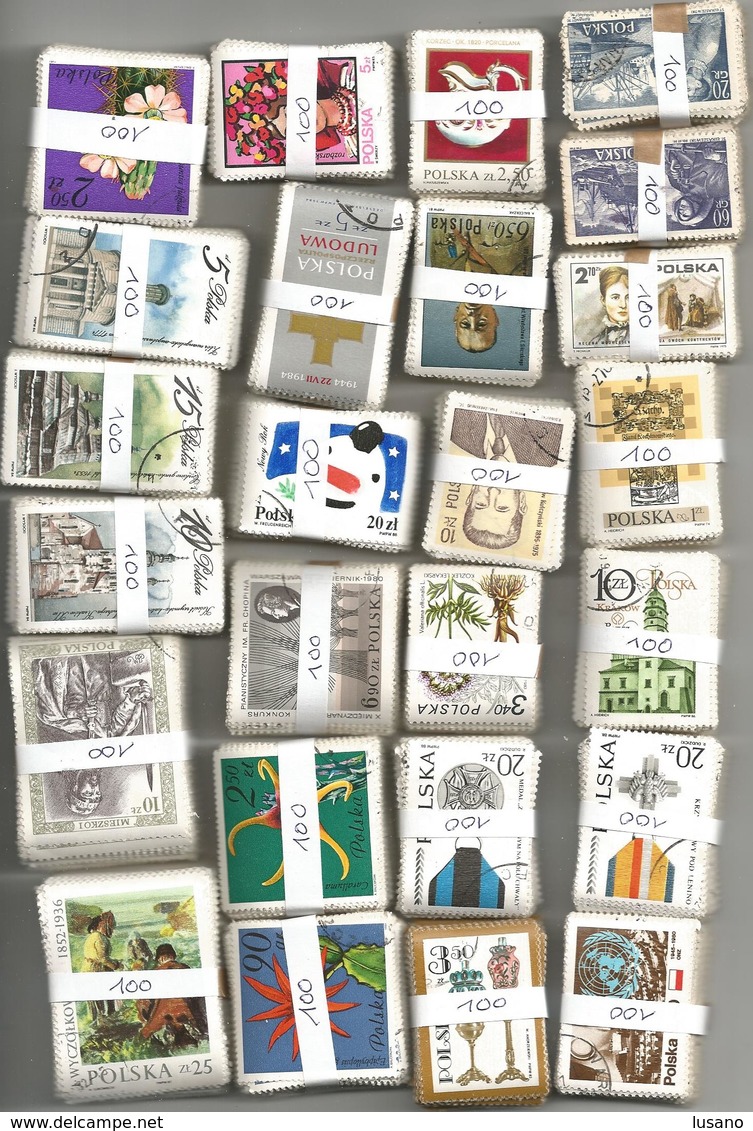 Pologne - 2500 Timbres Oblitérés En Bottes De 100 - Lots & Kiloware (mixtures) - Min. 1000 Stamps