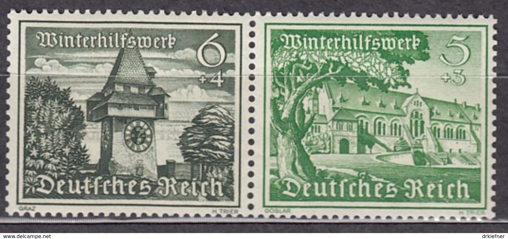 DR W 136, Postfrisch **,  WHW: Bauwerke, 1939 - Se-Tenant