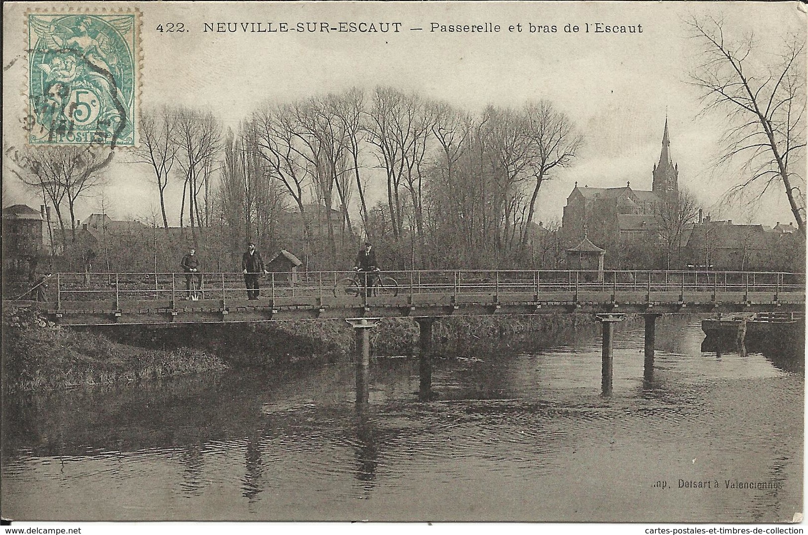 NEUVILLE SUR ESCAUT , Passerelle Et Bras De L' Escaut , 1907 , CPA ANIMEE - Autres & Non Classés