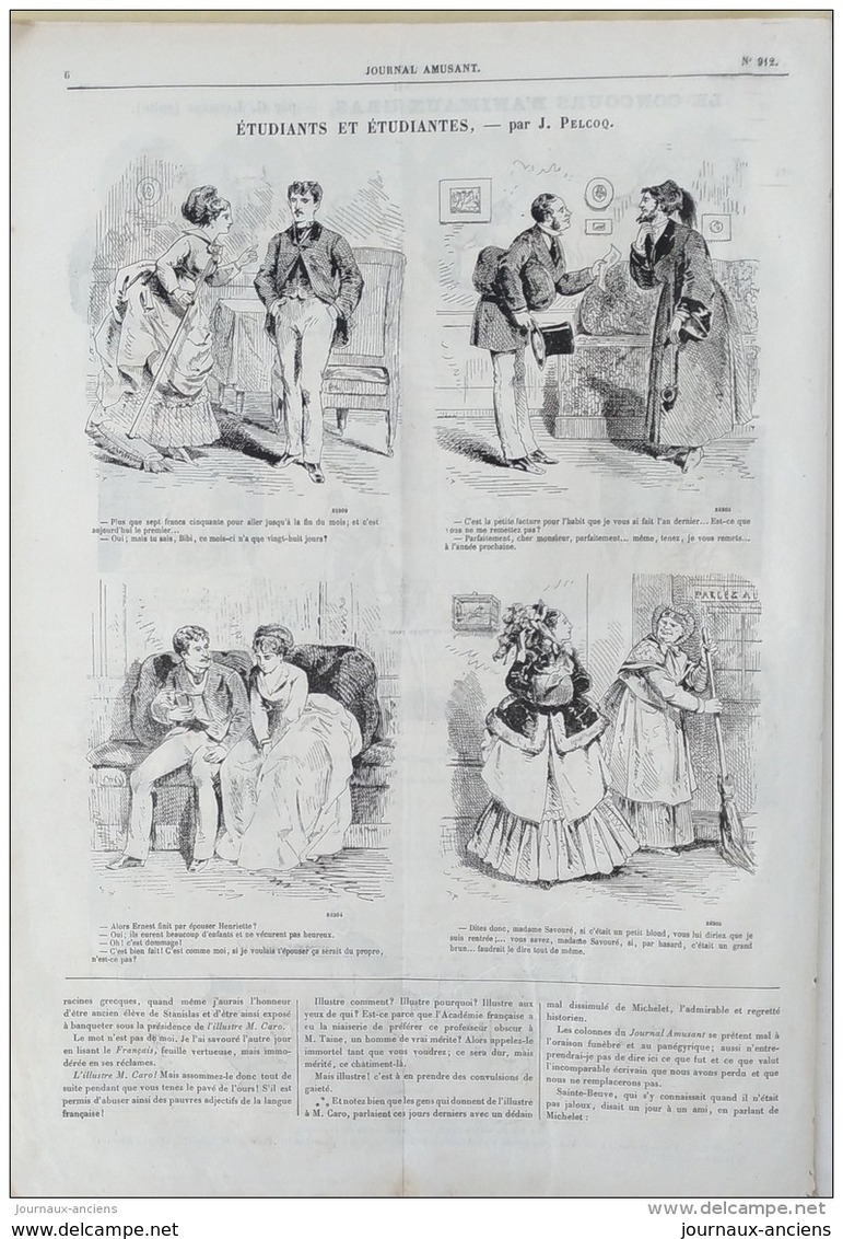 1874 Honoré DAUMIER - CROQUIS PARISIENS - OFFENBACH AUX ENFERS - THEATRE DE LA GAITÉ  - LE JOURNAL AMUSANT