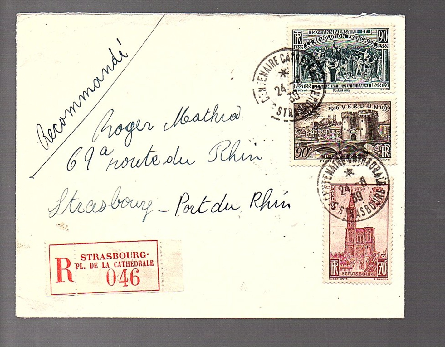 1939 R-Strasbourg-Place De La Cathédrale (293) - Lettres & Documents
