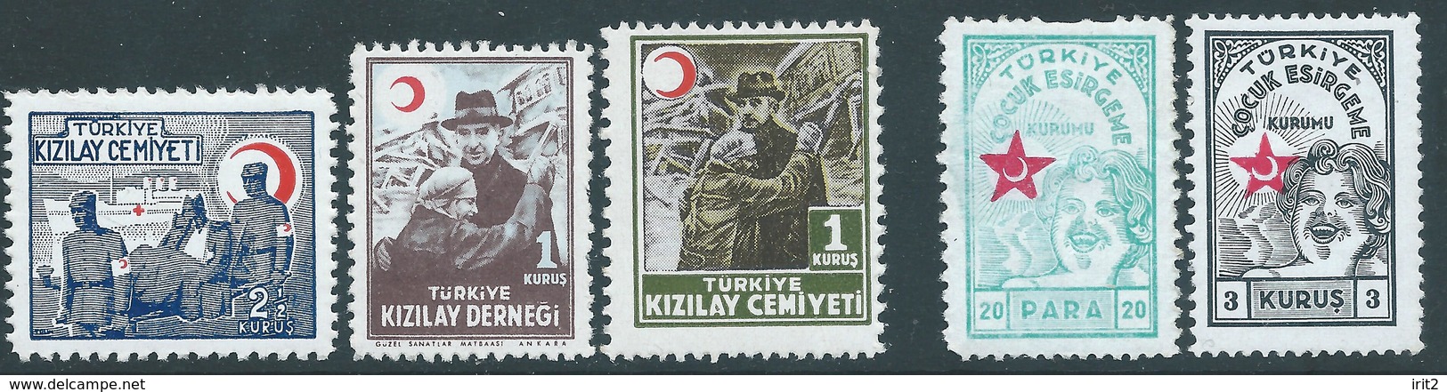 Turchia Turkey 1940/46 Child Protection Society- Red Crescent Achievements - Not Used - Timbres De Bienfaisance