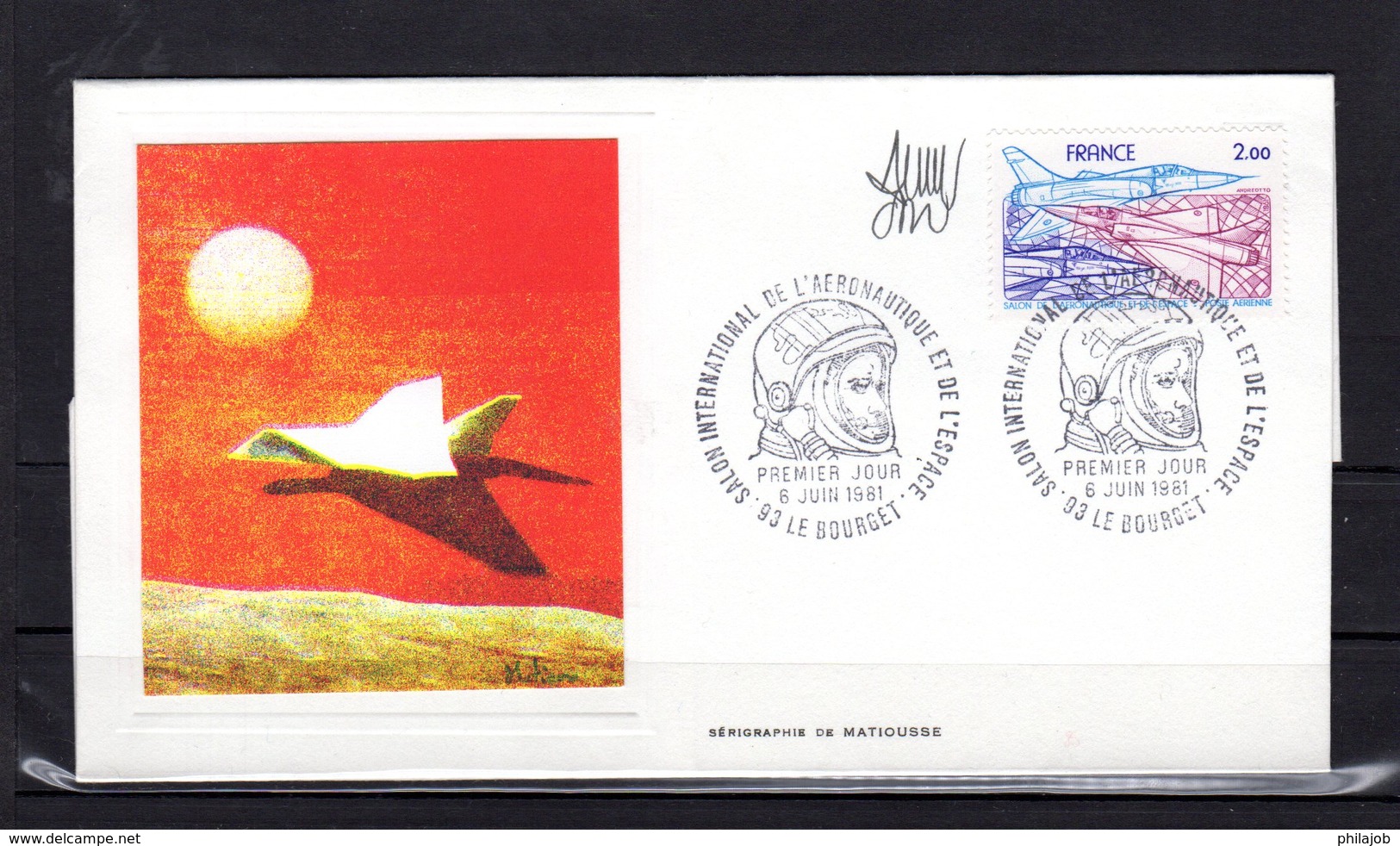 " 34ème SALON DE L'AERONAUTIQUE ET DE L'ESPACE " Sur Enveloppe 1er Jour SIGNEE De 1981 N° YT PA 54 Parfait état. FDC - Avions