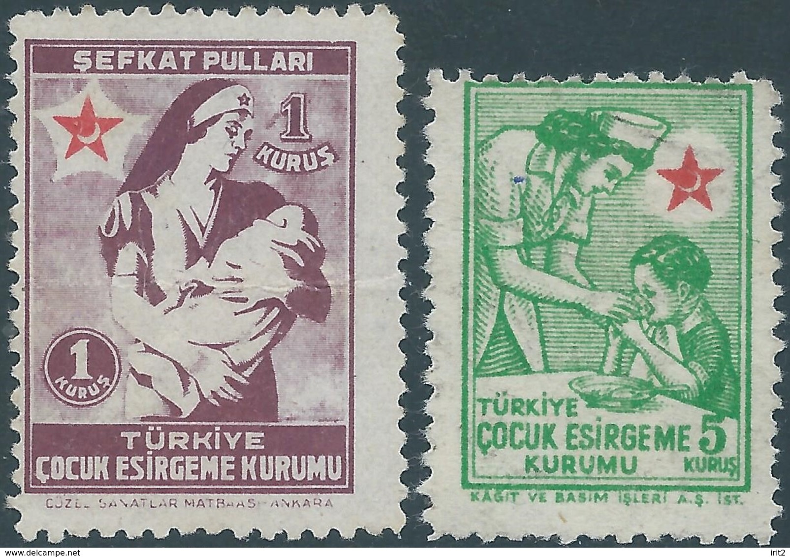 Turchia Turkey 1940 Red Cross Child Protection Society  - Not Used - Charity Stamps