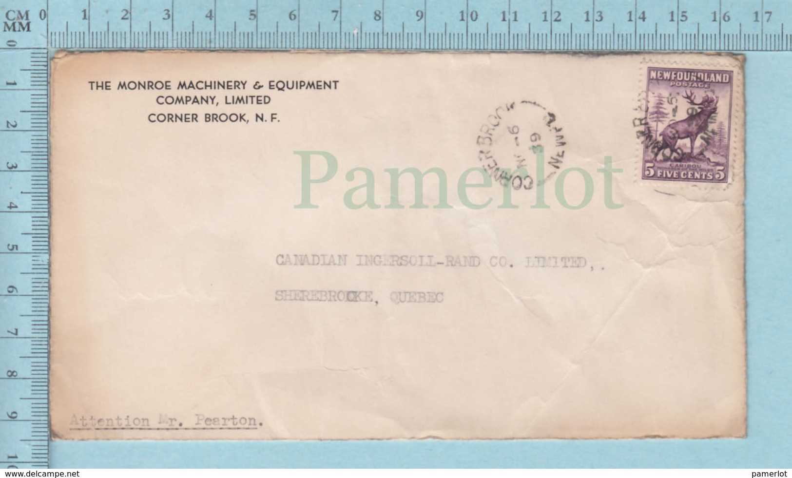 Terre Neuve, Newfoundland - # 191 On  Commercial Envelope, Monroe Machinery To Sherbrooke Quebec - 1908-1947