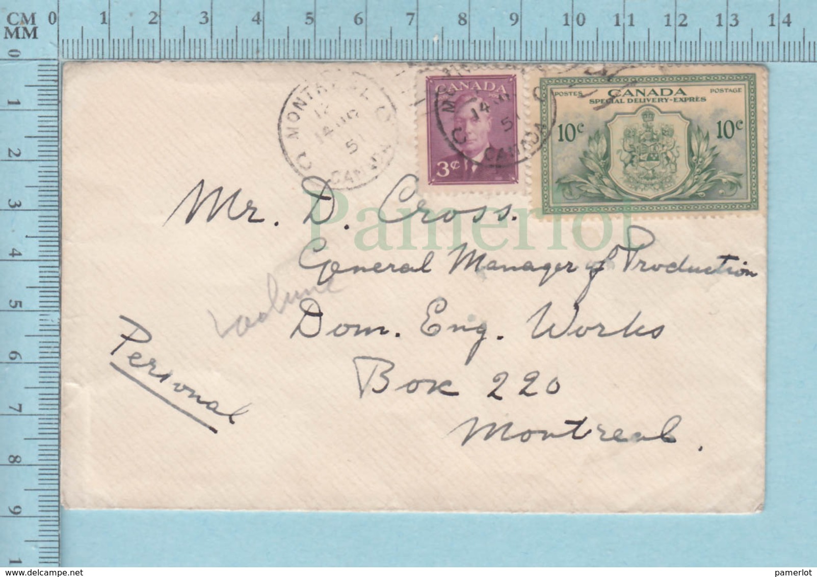 Canada  - # 291+ #E 11,Special Delivery Expres, Cover Montreal 1951, - Special Delivery