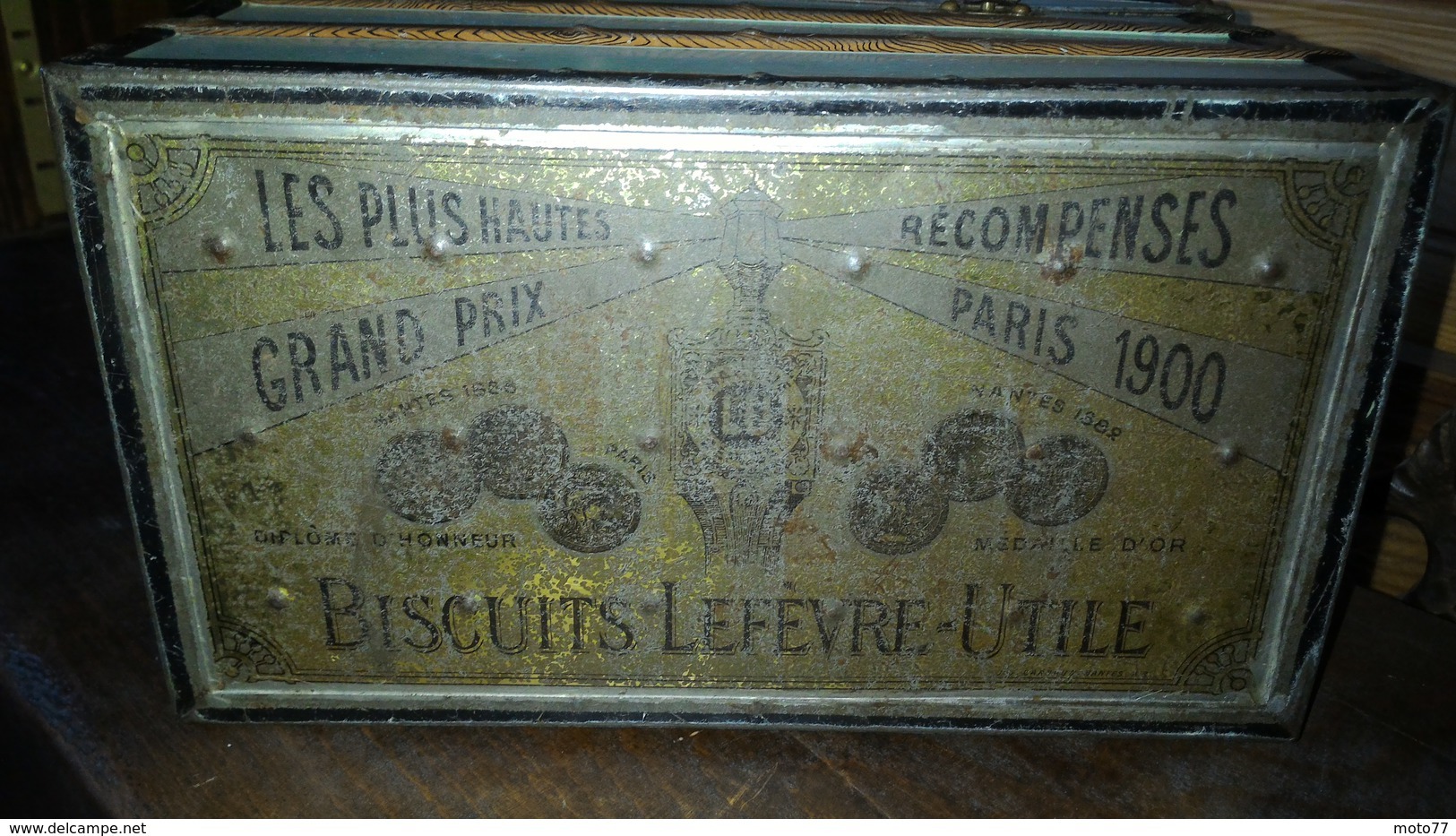 Rare BOITE MALLE Bombée LULU Vert Pâle G.DREYFUS - Lefèvre Utile Biscuit LU 1901 - Boîtes