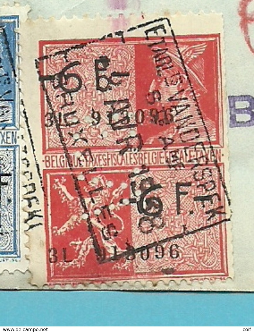 Facture Met Fiscale Zegels Met Firmaperforatie (perfin) " E.V. " Van Etabl. VANDRESPECK Te Bruxelles - 1934-51