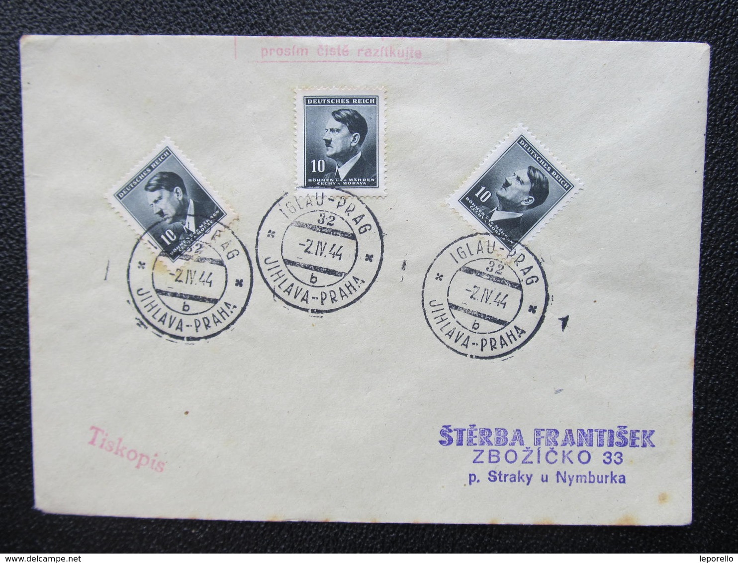 BRIEF Bahnpost Zugstempel Iglau - Prag 1944 Nr. 32  ///  D*35109 - Briefe U. Dokumente