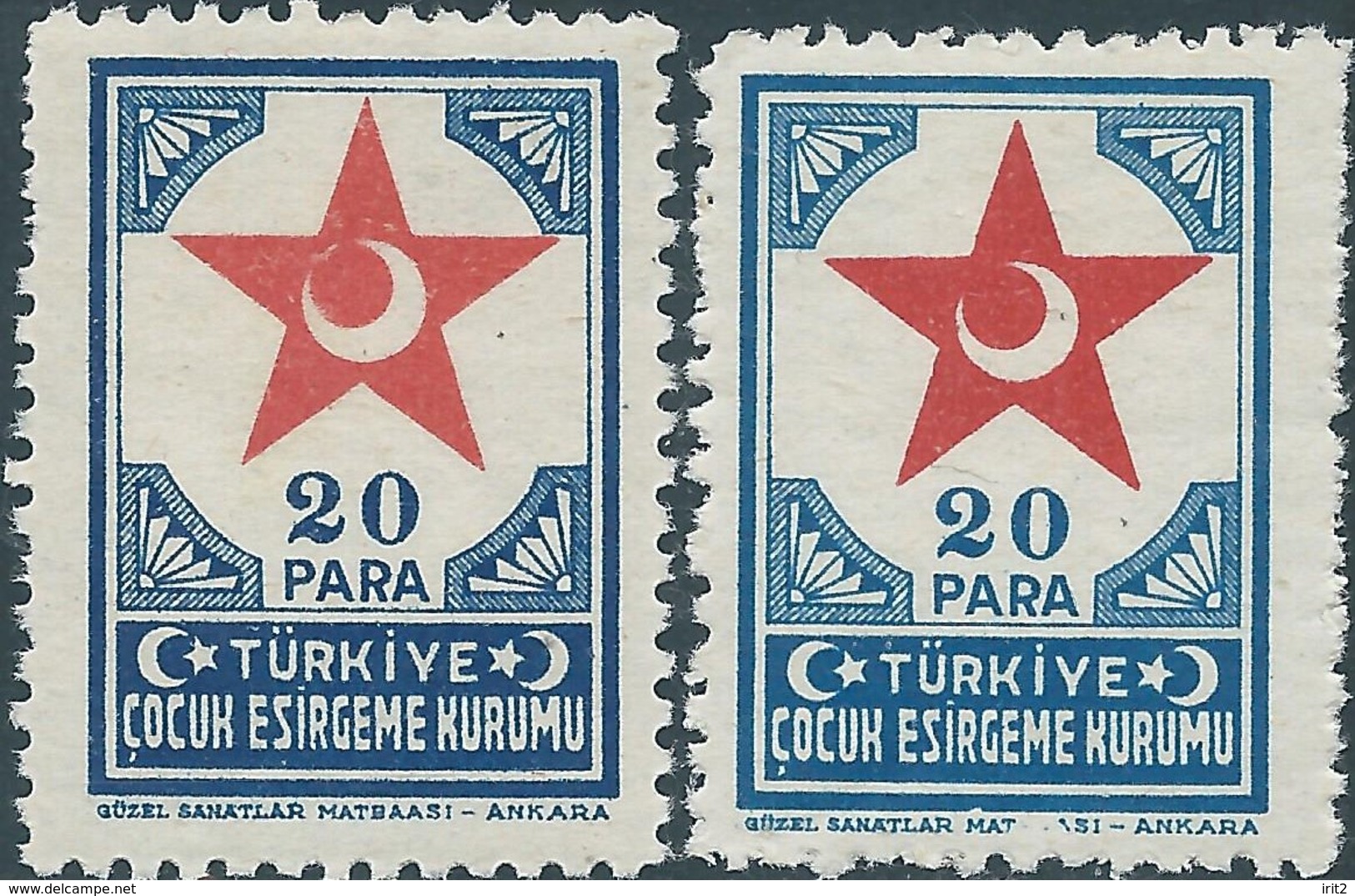 Turchia Turkey 20 Paras MNH ,1943-44 Child Protection Society - Unused Stamps